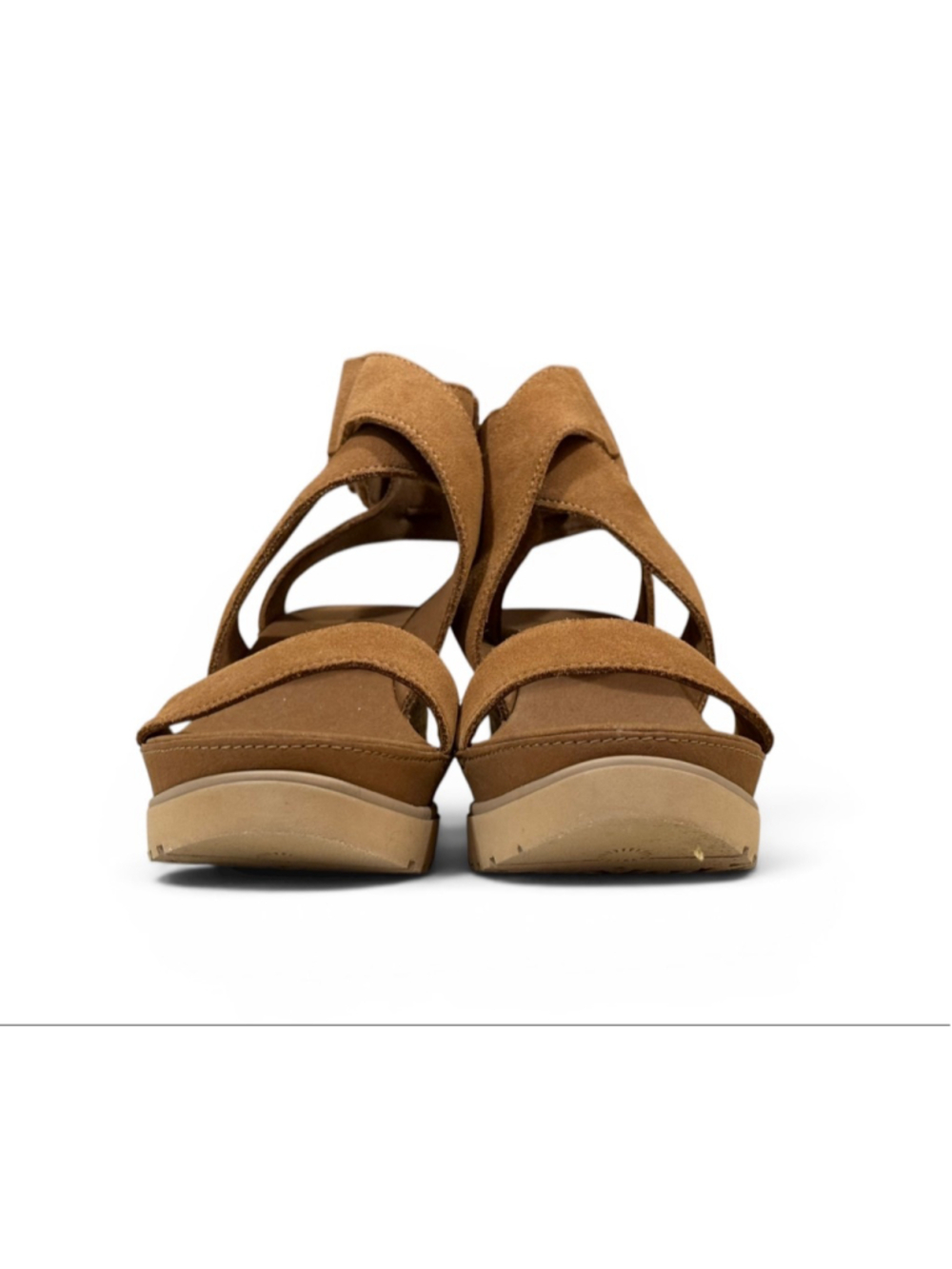 UGG Lleana Wedge Sandals Womens Sz 9 Chestnut Brown Suede Platform Espadrille - Picture 2 of 8